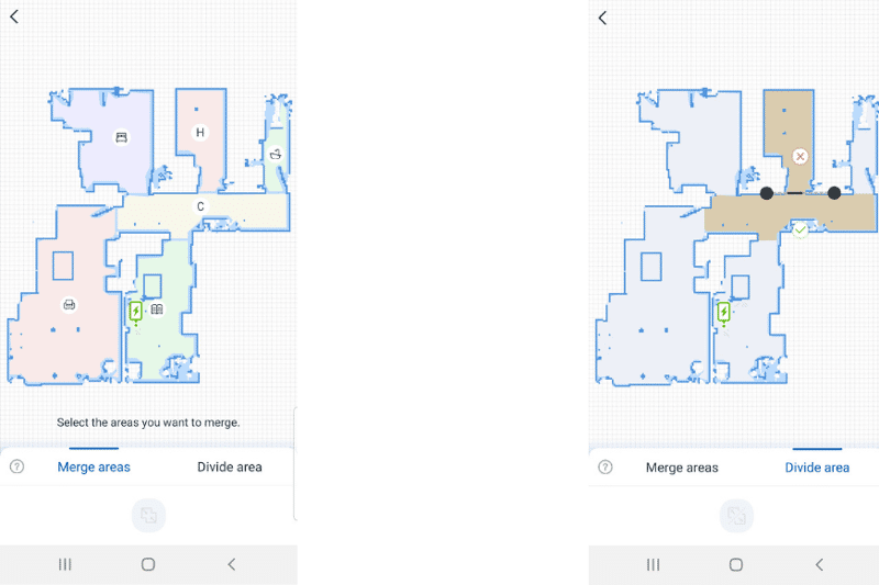 Merging or separating rooms in the Ecovacs Home App